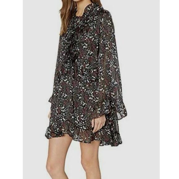 NWT Revolve Sabina Musayev Black Floral Pattern Ruffle Tie Jasmine Dress Sz XS - Picture 6 of 8